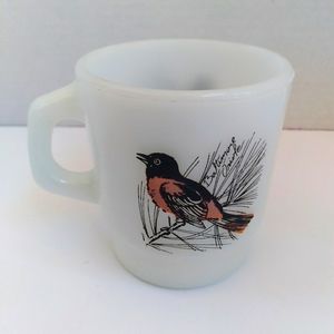 VTG Fire King Anchor Hocking Milk Glass Bird Mug